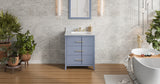Jeffrey Alexander Katara 30" Blue Steel Single Sink Bathroom Vanity with White Carrara Marble Top - 8 in. Widespread Faucet Top product image 7