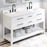 Jeffrey Alexander Wavecrest 60" White Double Sink Bathroom Vanity with Calacatta Vienna Quartz Top - 8 in. Widespread Faucet Top product image 2