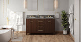 Jeffrey Alexander Katara 60" Dark Walnut Double Sink Bathroom Vanity with Grey Quartz Top - 8 in. Widespread Faucet Top product image 6