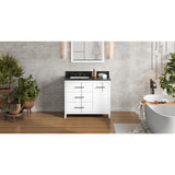 Jeffrey Alexander Katara 42" White Single Sink Bathroom Vanity with Black Granite Top - 8 in. Widespread Faucet Top