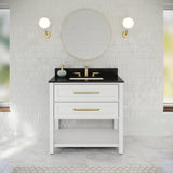 Jeffrey Alexander Kipling 37" White Single Sink Bathroom Vanity with Black Granite Top - Single-Hole Faucet Top