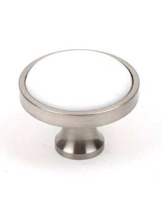 Century Hardware 10406-15WT Windsor 1-1/4" DIA Cabinet Knob Satin Nickel/White Ceramic