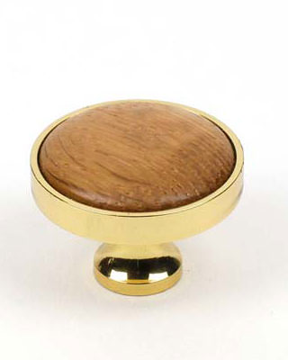 Century Hardware 10406-3MO Windsor 1-1/4" DIA Cabinet Knob Polished Brass/Medium Oak