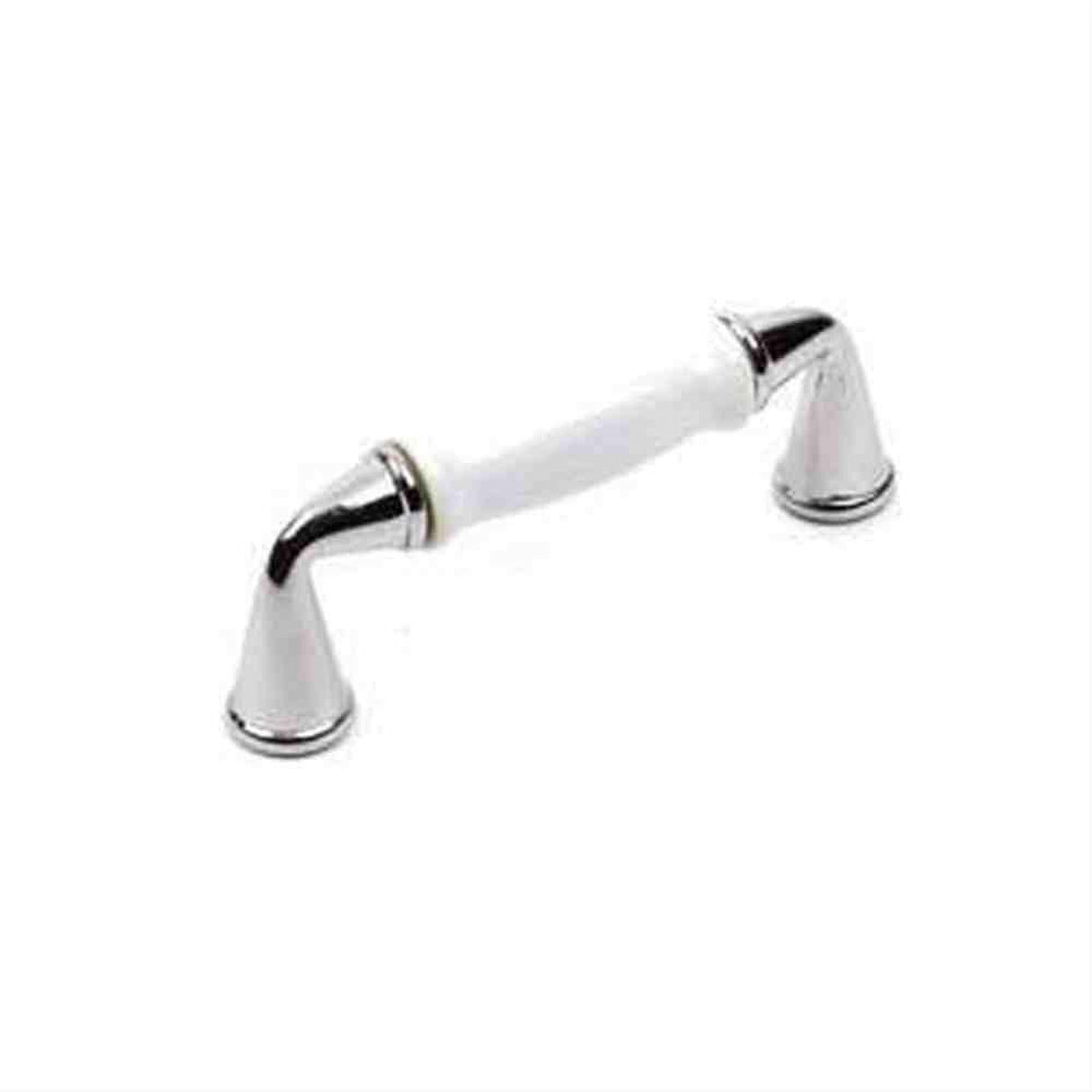 Century Hardware 20433-26WT Yaletown 3" Centers Cabinet Pull Polished Chrome/White Ceramic