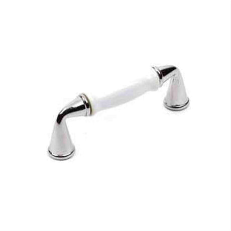 Century Hardware 20433-26WT Yaletown 3" Centers Cabinet Pull Polished Chrome/White Ceramic