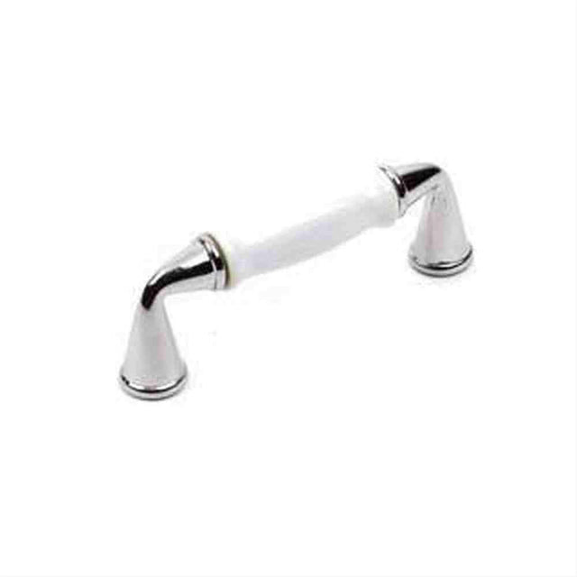 Century Hardware 20433-26WT Yaletown 3" Centers Cabinet Pull Polished Chrome/White Ceramic
