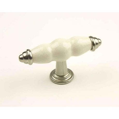 Century Hardware 27429-15CR Nordic 3-3/8" Overall Length T-Shaped Cabinet Knob Satin Nickel/Cream Crackle