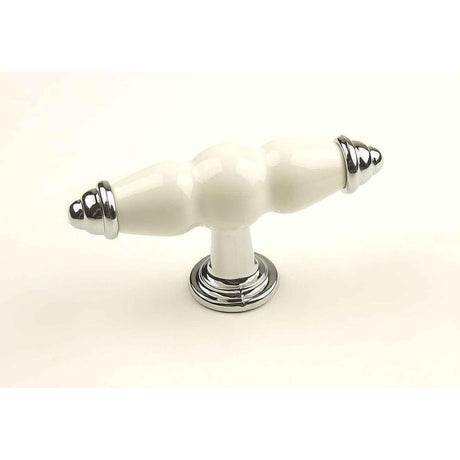 Century Hardware 27429-26WT Nordic 3-3/8" Overall Length T-Shaped Cabinet Knob Polished Chrome/White