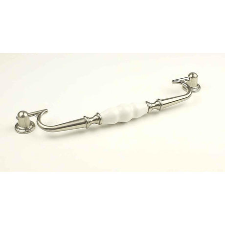 Century Hardware 27449-15WT Nordic 224 MM Centers Drop Down Cabinet Pull Satin Nickel/White