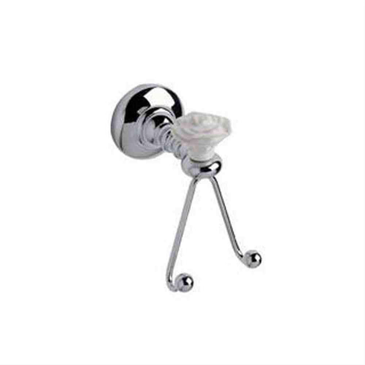 Century Hardware 81710-26W Rose Double Hook Polished Chrome with White Rose