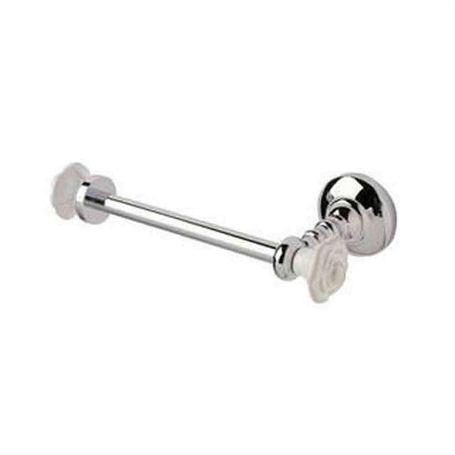 Century Hardware 81730-26W Rose Toilet Paper Holder Polished Chrome with White Rose