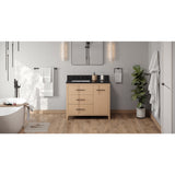 Jeffrey Alexander Katara 42" Natural Oak Single Sink Bathroom Vanity with Black Granite Top - 8 in. Widespread Faucet Top