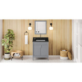 Jeffrey Alexander Theodora 30" Grey Single Sink Bathroom Vanity with Black Granite Top - 8 in. Widespread Faucet Top