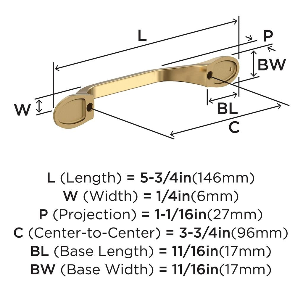 Amerock BP21936CZ Pull technical drawing and dimensions