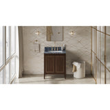 Jeffrey Alexander Percival 30" Dark Walnut Single Sink Bathroom Vanity with Grey Marble Top - 8 in. Widespread Faucet Top