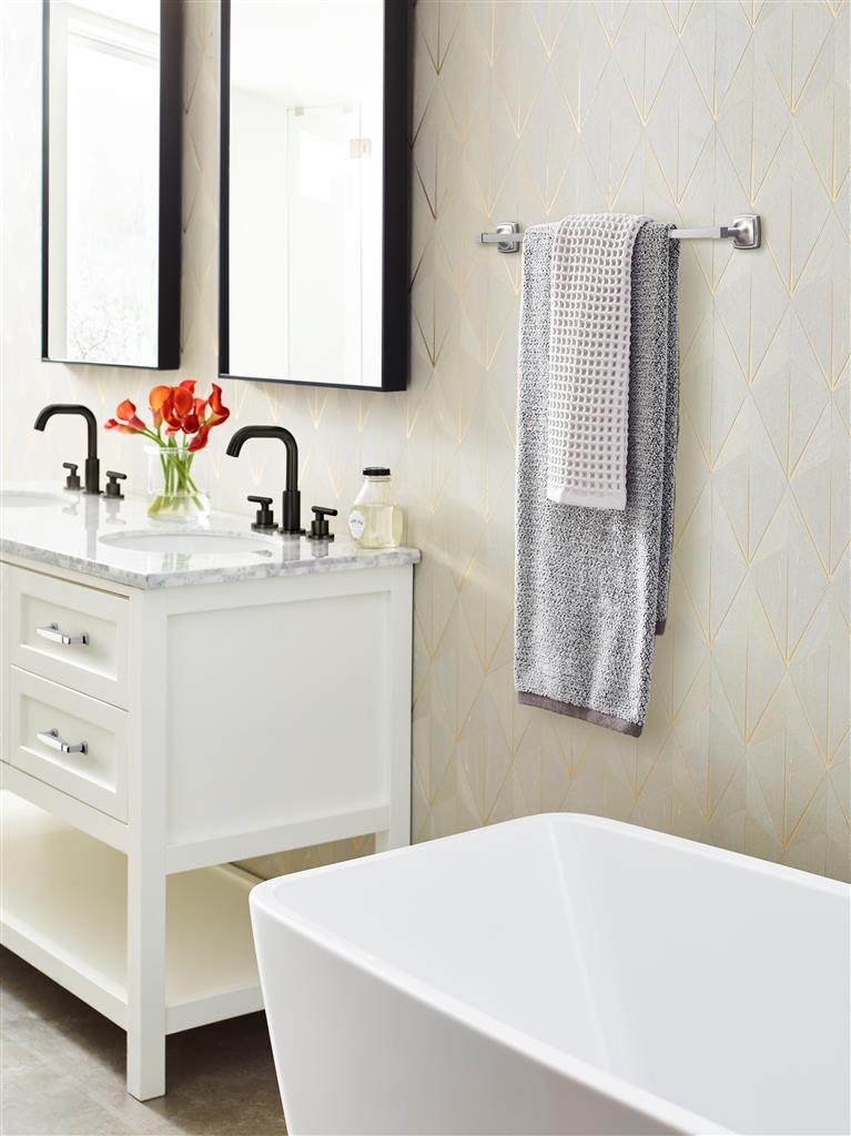Amerock BH3609426 Stature Chrome Towel Bar lifestyle view 1
