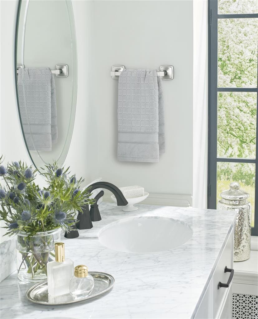 Amerock BH3609526 Stature Chrome Towel Bar Lifestyle Image Close Crop 2