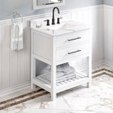 Jeffrey Alexander Wavecrest 30" White Single Sink Bathroom Vanity with Calacatta Vienna Quartz Top - 8 in. Widespread Faucet Top product image 2