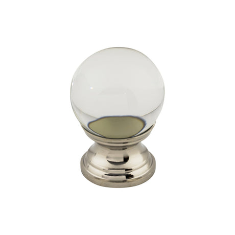 Top Knobs TK840PN Clarity Clear Glass 1" Diameter Round Knob Polished Nickel