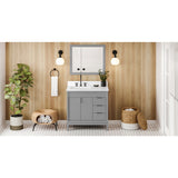 Jeffrey Alexander Theodora 36" Grey Single Sink Bathroom Vanity with White Quartz Top - 8 in. Widespread Faucet Top