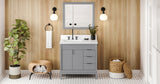 Jeffrey Alexander Theodora 36" Grey Single Sink Bathroom Vanity with White Quartz Top - 8 in. Widespread Faucet Top product image 6