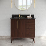 Jeffrey Alexander Dashwood Dark Walnut Single Sink Bathroom Vanity with Black Granite Top - 8 in. Widespread Faucet Top - VKITDAS36DWBGR