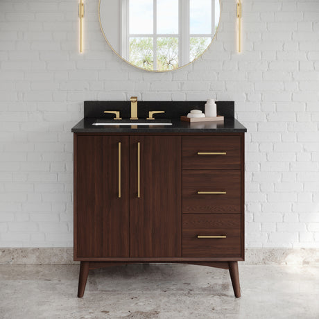 Jeffrey Alexander Dashwood Dark Walnut Single Sink Bathroom Vanity with Black Granite Top - 8 in. Widespread Faucet Top - VKITDAS36DWBGR