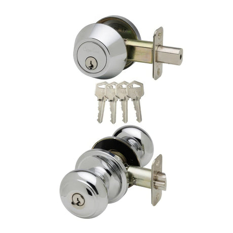 Copper Creek CKDB141PS polished stainless keyed entry knob and deadbolt