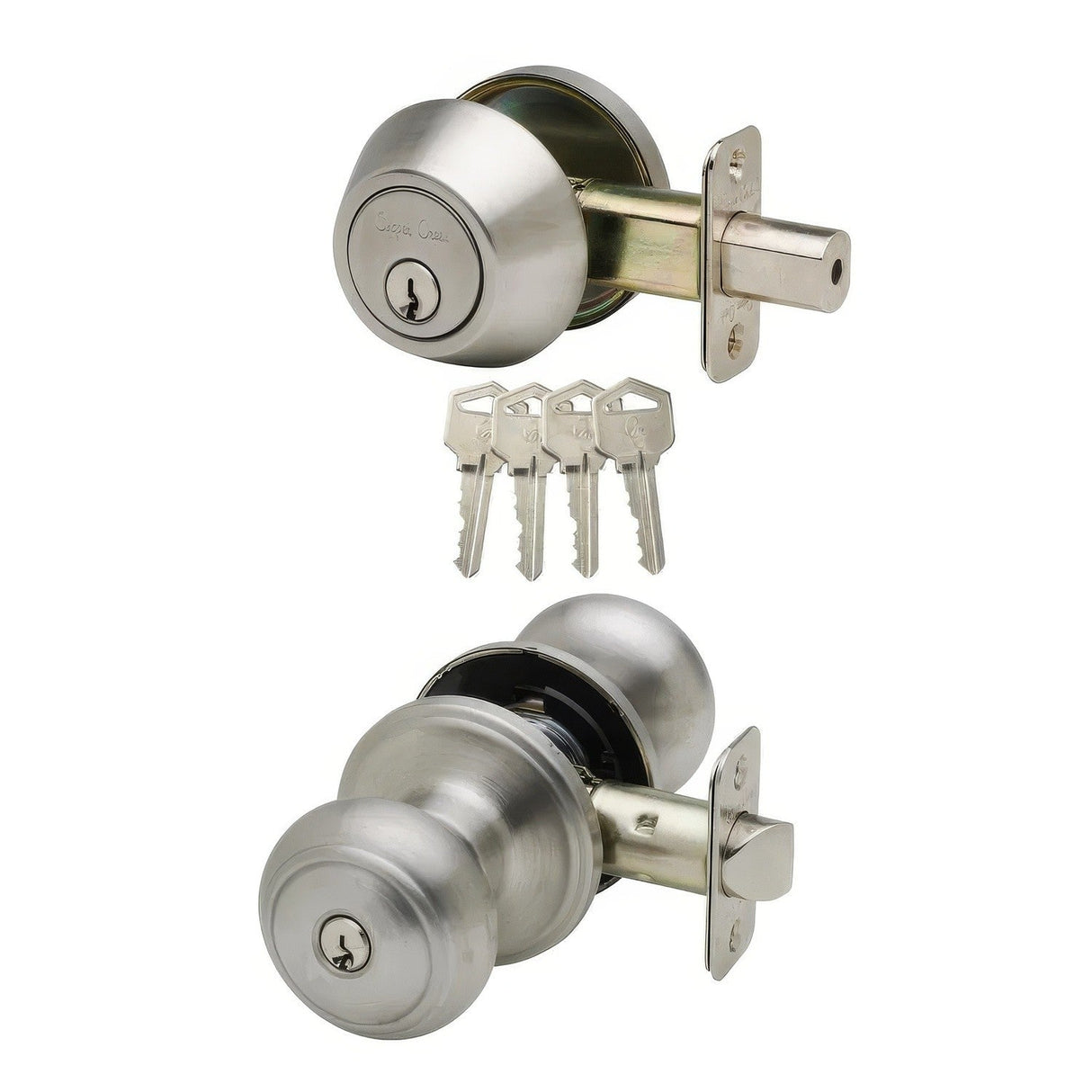Copper Creek CKDB141SS satin stainless keyed entry knob and deadbolt