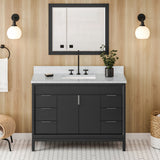 Jeffrey Alexander Theodora 48" Black Single Sink Bathroom Vanity with White Carrara Marble Top - 8 in. Widespread Faucet Top product image 2