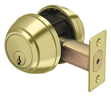 Deltana CL210LM-3 double cylinder deadbolt in polished brass, additional view