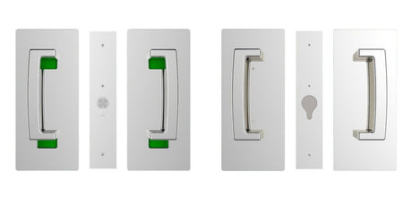Cavilock CL406D0040 CL406D040 ADA Bi-Parting Privacy Pocket Door Set with Double Snib for 1-3/4 Inch Thick Doors Bright Chrome