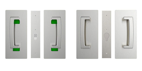 Cavilock CL406D0140 CL406D040 ADA Bi-Parting Privacy Pocket Door Set with Double Snib for 1-3/4 Inch Thick Doors Satin Chrome