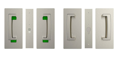 Cavilock CL406D0340 CL406D040 ADA Bi-Parting Privacy Pocket Door Set with Double Snib for 1-3/4 Inch Thick Doors Satin Nickel