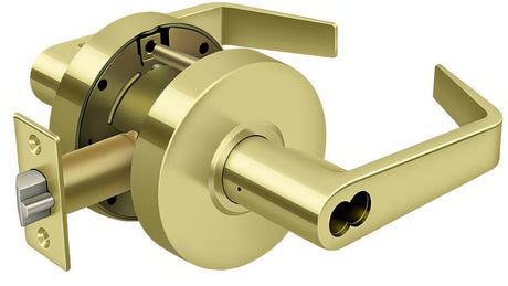 Deltana CL509ECCNC-3 Claredon, Commercial classroom classroom door lever in polished brass, additional view