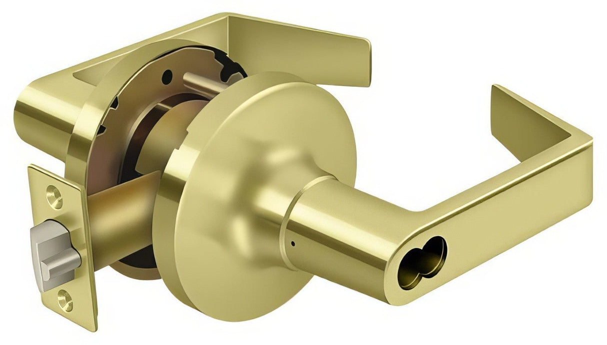Deltana CL509FRCNC-3 polished brass classroom door lever