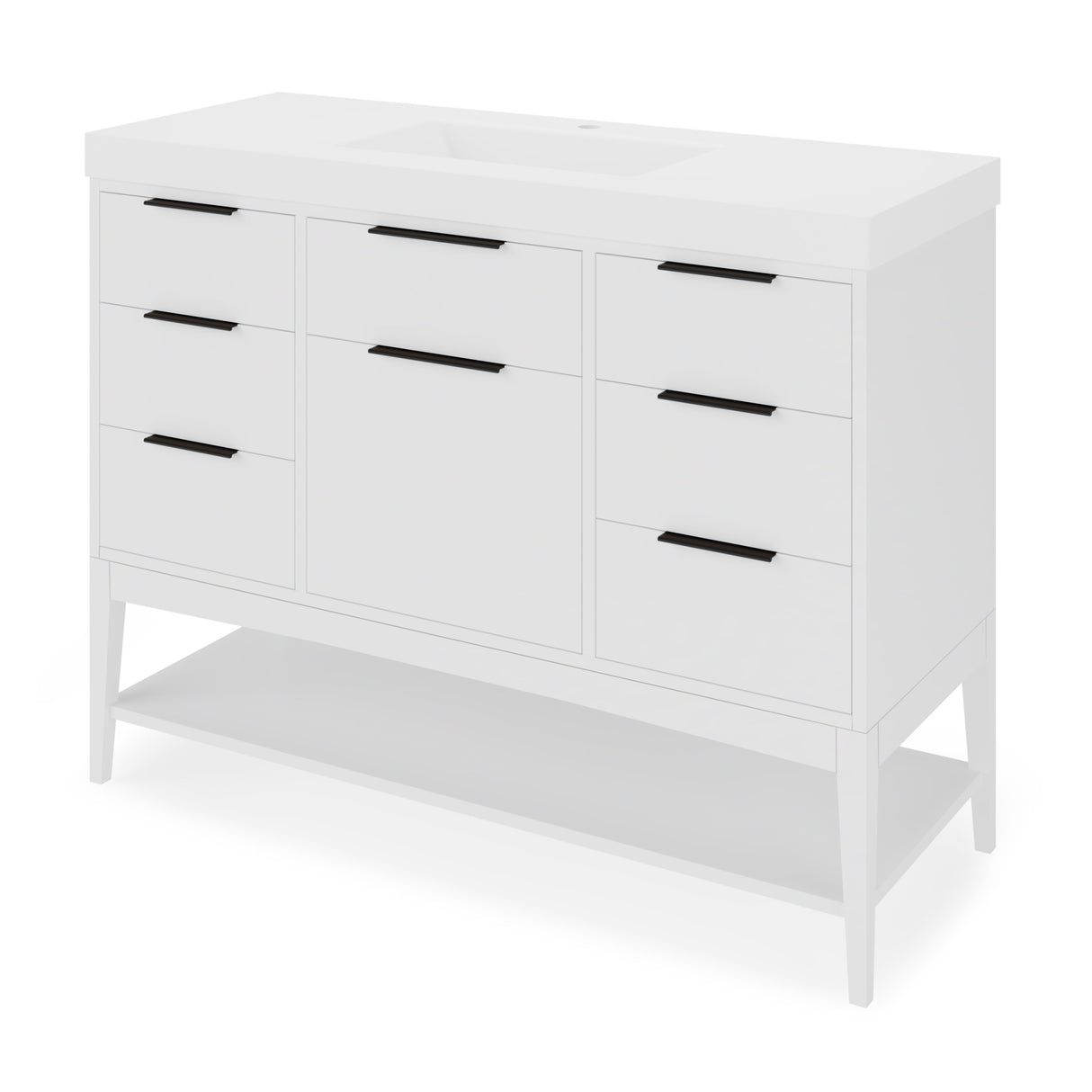 Jeffrey Alexander Gardner 49" White Single Sink Bathroom Vanity with White Resin Top - Single-Hole Faucet Top - VKGAR48WHWDWHRE