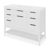 Jeffrey Alexander Gardner 49" White Single Sink Bathroom Vanity with White Resin Top - Single-Hole Faucet Top - VKGAR48WHWDWHRE