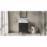 Jeffrey Alexander Percival 30" Black Single Sink Bathroom Vanity with White Quartz Top - 8 in. Widespread Faucet Top - VKITPER30BKWQR