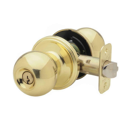 Copper Creek BK2040PB BK2040 Ball Style Keyed Entry Door Knob Polished Brass