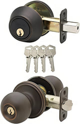 Copper Creek BKDB141TB BKDB141 Ball Single Cylinder Keyed Entry Knob Set Combo Pack with Deadbolt Tuscan Bronze