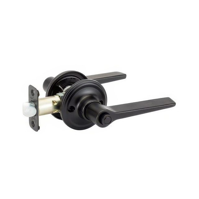 Copper Creek ZL2231BC ZL2231 Zane Privacy Door Lever Set with Push Button Black