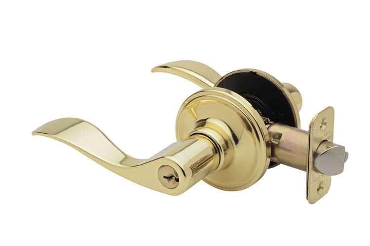 Copper Creek WL2240LHPB polished brass keyed entry door lever