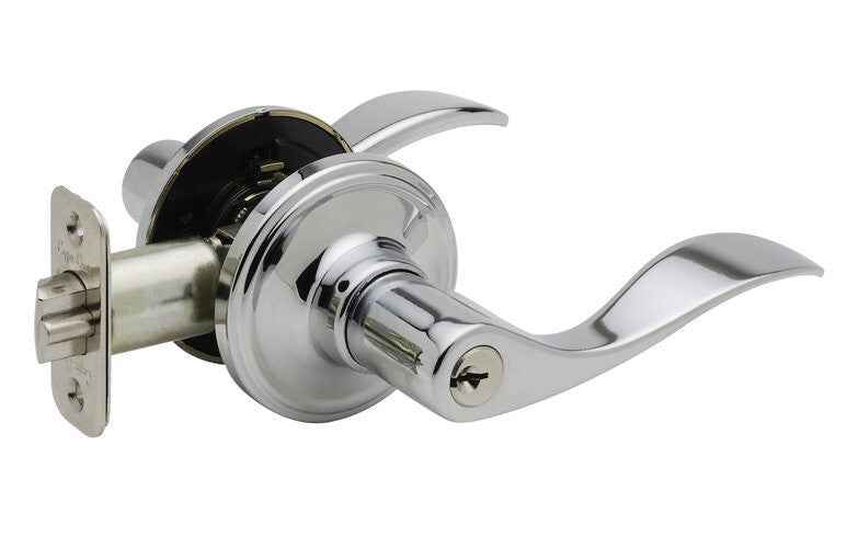 Copper Creek WL2240RHPS polished stainless keyed entry door lever