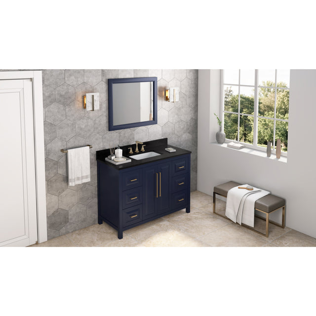 Jeffrey Alexander Cade 48" Hale Blue Single Sink Bathroom Vanity with Black Granite Top - 8 in. Widespread Faucet Top