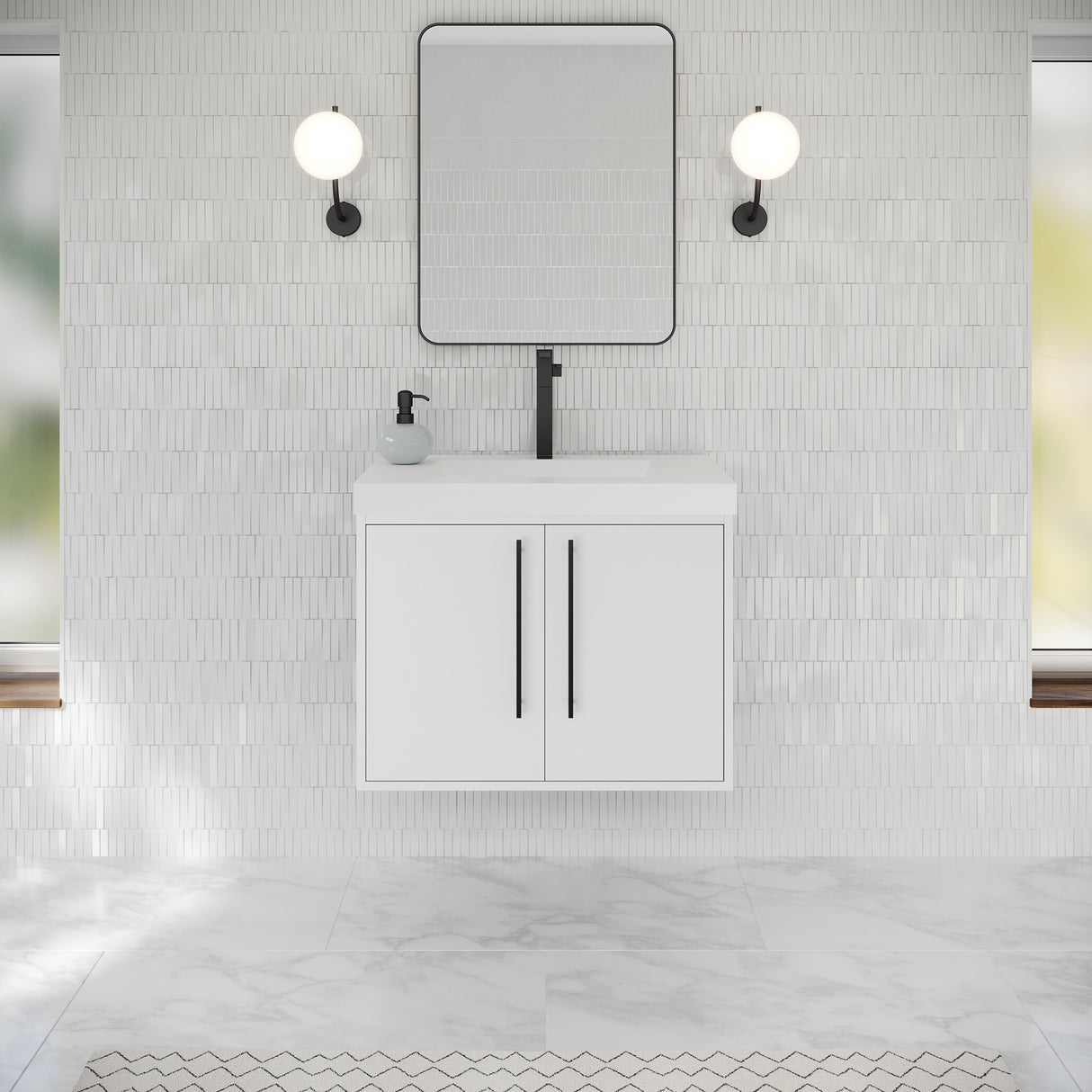 Jeffrey Alexander Tempest 30" White Single Sink Bathroom Vanity with White Resin Top - Single-Hole Faucet Top - VKTEM30WHRE product image 2