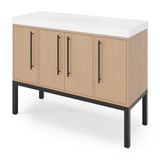 Jeffrey Alexander Tempest 48" Natural Oak Single Sink Bathroom Vanity with White Resin Top - Single-Hole Faucet Top - VKTEM48NOSQRE