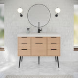 Jeffrey Alexander Gardner 49" Natural Oak Single Sink Bathroom Vanity with White Resin Top - Single-Hole Faucet Top - VKGAR48NOPRE product image 2
