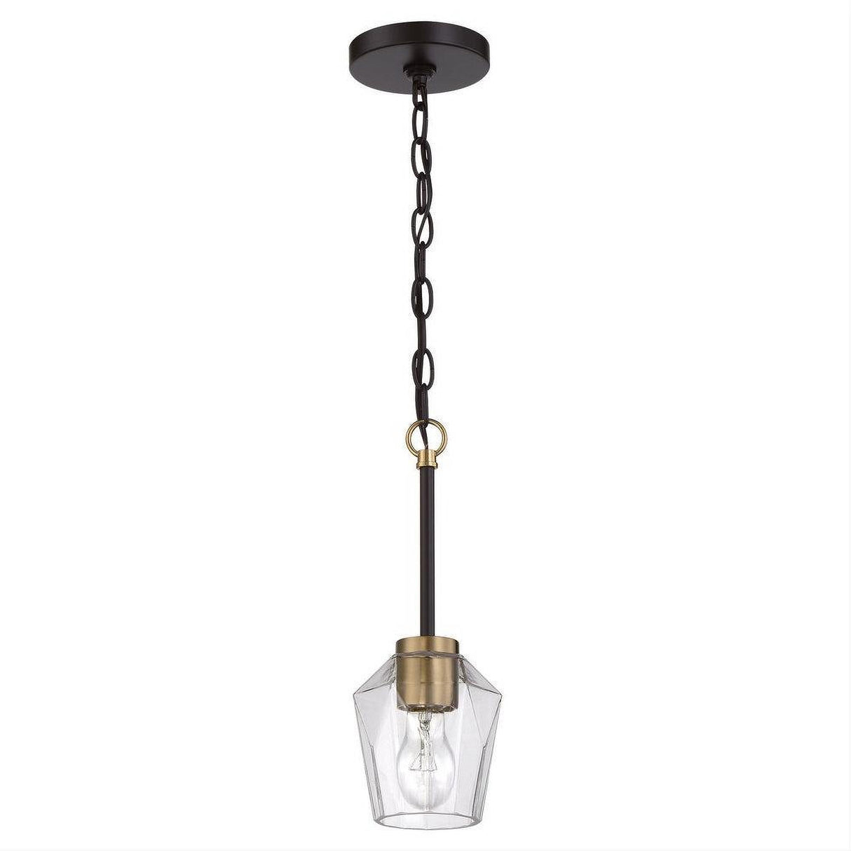 Craftmade 56991-FBSB Avante Grand 1 Light Mini Pendant in Flat Black / Satin Brass