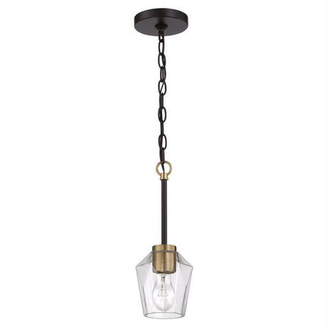 Craftmade 56991-FBSB Avante Grand 1 Light Mini Pendant in Flat Black / Satin Brass